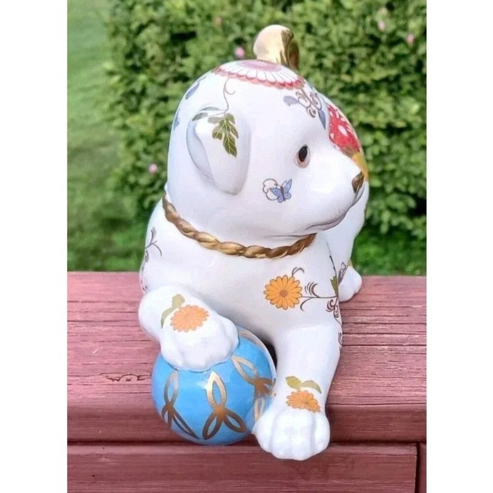 Vintage 1987 The Imperial Puppy Of Satsuma Hand Painted Porcelain Franklin Mint